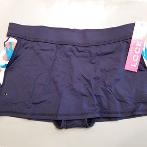 ANNE COLE locker bikini skirt navy colorblock XS